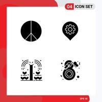 4 User Interface Solid Glyph Pack of modern Signs and Symbols of freedom nature gear map beauty Editable Vector Design Elements