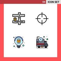 Universal Icon Symbols Group of 4 Modern Filledline Flat Colors of map idea oil symbols delivery Editable Vector Design Elements