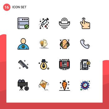 User Interface Pack of 16 Basic Flat Color Filled Lines of user down help touch double Editable Creative Vector Design Elements