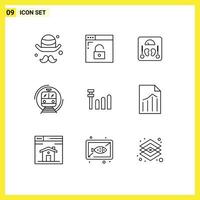 9 Universal Outlines Set for Web and Mobile Applications connection public health smart metro Editable Vector Design Elements