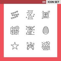 Stock Vector Icon Pack of 9 Line Signs and Symbols for plan mark ui map religious Editable Vector Design Elements