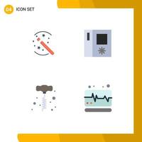 User Interface Pack of 4 Basic Flat Icons of tricks power tools stick side by side monitor Editable Vector Design Elements