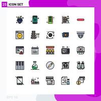 25 User Interface Filled line Flat Color Pack of modern Signs and Symbols of delete financial hardware figures analysis Editable Vector Design Elements