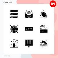 Set of 9 Vector Solid Glyphs on Grid for design creative rugby artistic game Editable Vector Design Elements