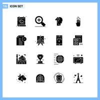 16 Universal Solid Glyphs Set for Web and Mobile Applications remove arrow grief gesture finger Editable Vector Design Elements