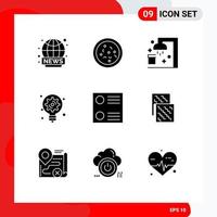 Set of 9 Modern UI Icons Symbols Signs for cloth list clean light bulb idea Editable Vector Design Elements