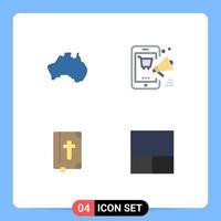 4 User Interface Flat Icon Pack of modern Signs and Symbols of australian online map mobile bybel Editable Vector Design Elements