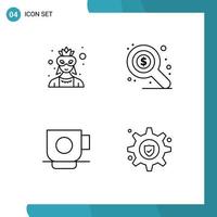 Pack of 4 Modern Filledline Flat Colors Signs and Symbols for Web Print Media such as mask cup costume seo setting Editable Vector Design Elements
