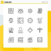 Group of 16 Modern Outlines Set for mobile puzzle arrows creative person Editable Vector Design Elements