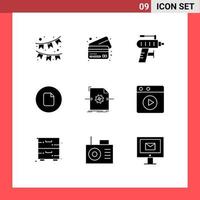 9 Creative Icons Modern Signs and Symbols of processing file tool document basic Editable Vector Design Elements