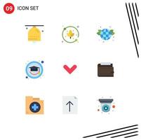 Flat Color Pack of 9 Universal Symbols of direction arrow earth graduation cap education Editable Vector Design Elements