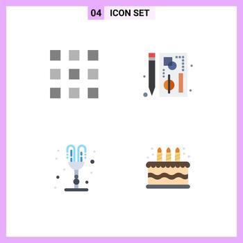 Universal Icon Symbols Group of 4 Modern Flat Icons of buttons web lock chart park Editable Vector Design Elements