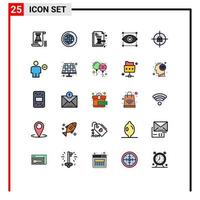 Mobile Interface Filled line Flat Color Set of 25 Pictograms of target designing auction design legal Editable Vector Design Elements