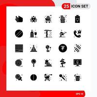 25 Creative Icons Modern Signs and Symbols of electric battery cart sweet chocolate bar bite Editable Vector Design Elements