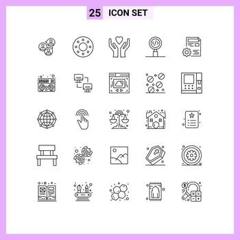 paquete de 25 creativo líneas de perfil buscar cuidado programación codificación editable vector diseño elementos