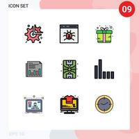 Set of 9 Modern UI Icons Symbols Signs for market business develop newspaper gift Editable Vector Design Elements