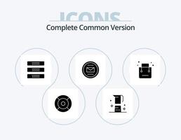 Complete Common Version Glyph Icon Pack 5 Icon Design. envelope. basic. maker. interior. drawer vector