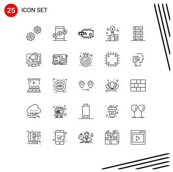 conjunto de 25 moderno ui íconos símbolos señales para base de datos inteligente fluir inversión bulbo editable vector diseño elementos
