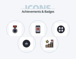 Achievements and Badges Line Filled Icon Pack 5 Icon Design. prize. target. bookmark. goal. arrow vector