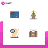 4 User Interface Flat Icon Pack of modern Signs and Symbols of aussie processing flag growth idea Editable Vector Design Elements