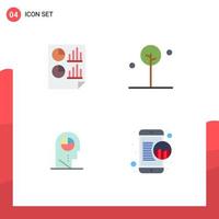 4 Thematic Vector Flat Icons and Editable Symbols of analytics human page leaf man Editable Vector Design Elements