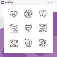 Set of 9 Modern UI Icons Symbols Signs for chair laboratory programming flasks mind Editable Vector Design Elements