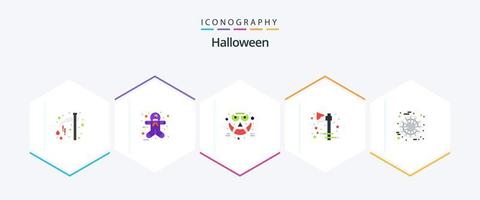 Halloween 25 Flat icon pack including spider. holiday. emoticons. halloween. axe vector