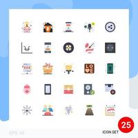 Pictogram Set of 25 Simple Flat Colors of social media record holiday multimedia dollar Editable Vector Design Elements