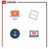 Set of 4 Vector Flat Icons on Grid for online support service system web maintenance straighten checklist Editable Vector Design Elements