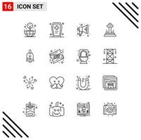 Modern Set of 16 Outlines Pictograph of easter ball announce easter christian Editable Vector Design Elements