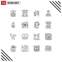 Modern Set of 16 Outlines Pictograph of easter ball announce easter christian Editable Vector Design Elements