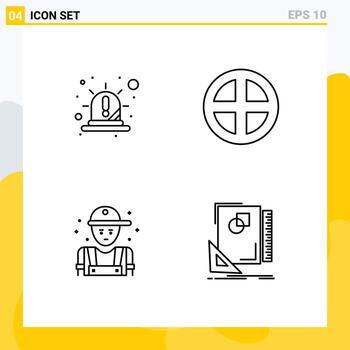 User Interface Pack of 4 Basic Filledline Flat Colors of alert window red door mechanic Editable Vector Design Elements