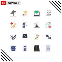 Set of 16 Modern UI Icons Symbols Signs for password login birthday secure sending Editable Pack of Creative Vector Design Elements