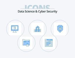 Data Science And Cyber Security Blue Icon Pack 5 Icon Design. computer. security. password. screen . monitor vector