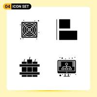 Mobile Interface Solid Glyph Set of 4 Pictograms of hardware diagram align bomb seo Editable Vector Design Elements