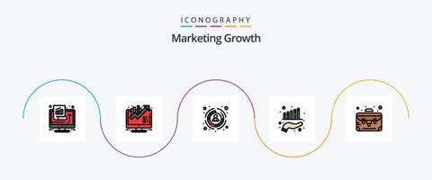 Marketing Growth Line Filled Flat 5 Icon Pack Including business. growth. growth. finance. target vector