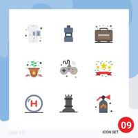 9 User Interface Flat Color Pack of modern Signs and Symbols of wifi iot travel internet money Editable Vector Design Elements