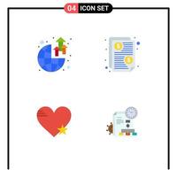 Editable Vector Line Pack of 4 Simple Flat Icons of global heart profit price like Editable Vector Design Elements