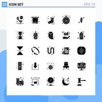 Set of 25 Modern UI Icons Symbols Signs for kayak boat sock romance alarm Editable Vector Design Elements