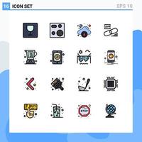 Set of 16 Modern UI Icons Symbols Signs for baked secure cloud lock clip Editable Creative Vector Design Elements