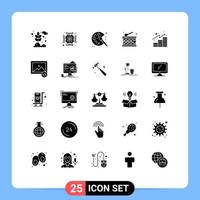 Group of 25 Modern Solid Glyphs Set for investments finances paint analytics festival Editable Vector Design Elements