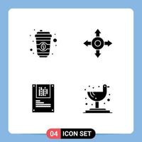 4 User Interface Solid Glyph Pack of modern Signs and Symbols of coffee seagull directions data Layer 1 Editable Vector Design Elements