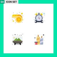 Group of 4 Flat Icons Signs and Symbols for mardi gras picture stop repair birthday Editable Vector Design Elements