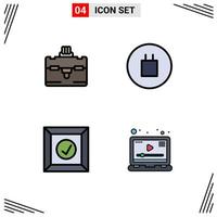 4 Creative Icons Modern Signs and Symbols of bag media ancient box video Editable Vector Design Elements