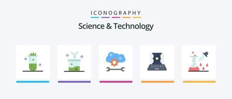 Science And Technology Flat 5 Icon Pack Including technology. engineering. funnel. computer sciences. cloud service configure. Creative Icons Design vector