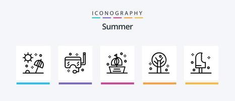 verano línea 5 5 icono paquete incluso tubo respirador. océano. cámara. mascarilla. verano. creativo íconos diseño vector