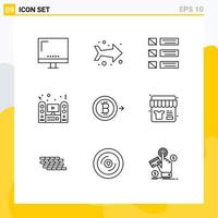 User Interface Pack of 9 Basic Outlines of system speaker design tv ui Editable Vector Design Elements