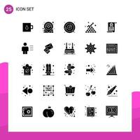 User Interface Pack of 25 Basic Solid Glyphs of document pyramid planetary system gold bars Editable Vector Design Elements