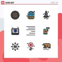 Set of 9 Modern UI Icons Symbols Signs for action text space right laptop Editable Vector Design Elements