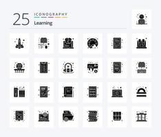 Learning 25 Solid Glyph icon pack including ebook. learning. brain. streamline. painting vector